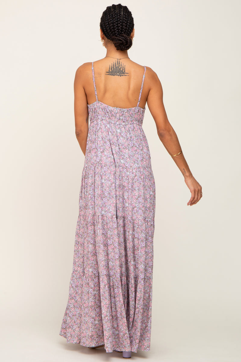 Pink Floral Tiered Maxi Dress Pinkblush 7424