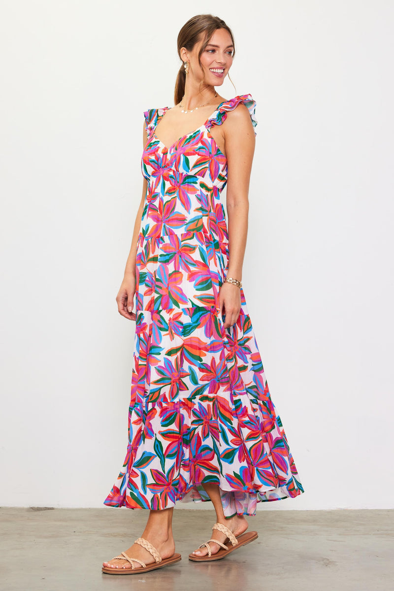 Red Floral Tiered Maxi Dress Pinkblush 8839