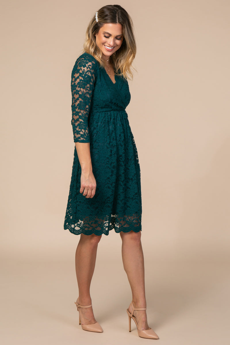 Green Overlay Lace Dress– Forest PinkBlush Wrap