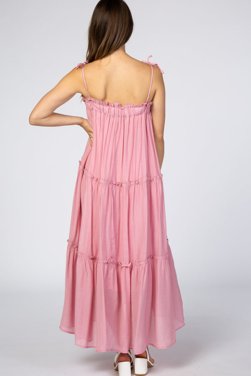 Charly Pink Maxi Dress w/ Ruffles