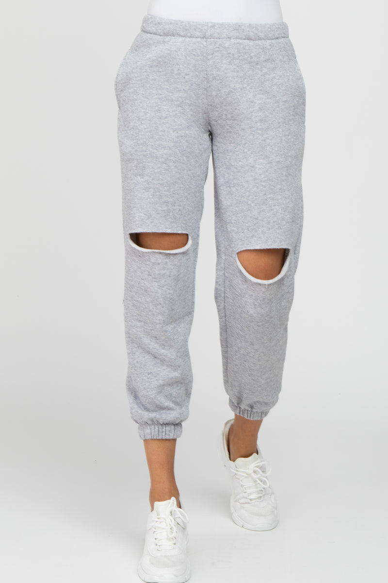 Heather Grey Basic Drawstring Maternity Sweatpants– PinkBlush