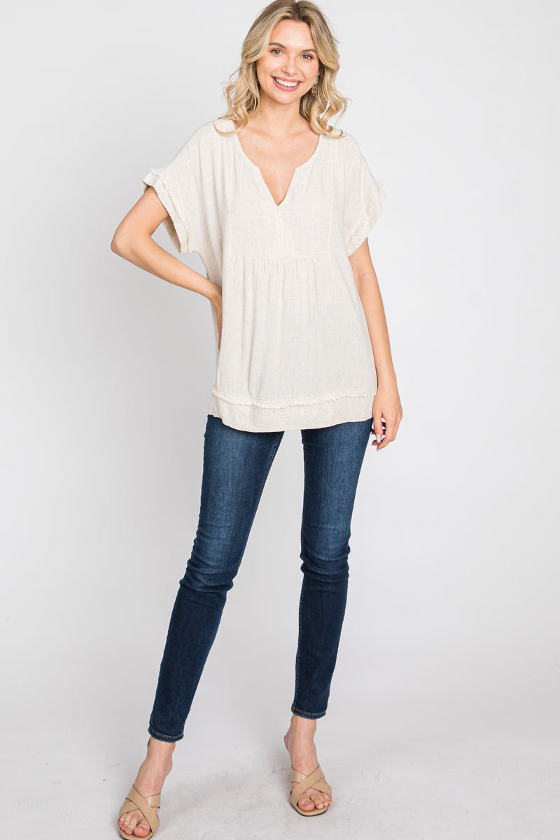 Beige Linen Blouse – PinkBlush