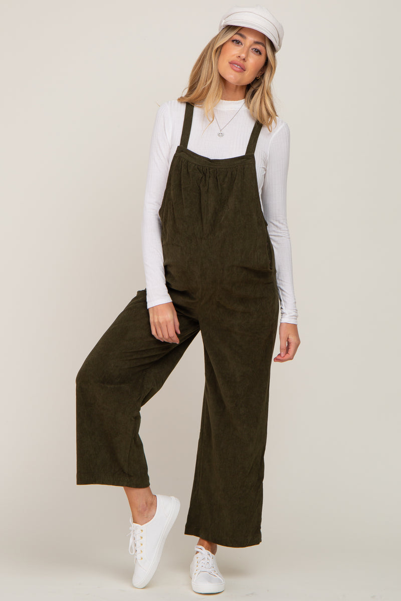 Olive Linen Dungarees