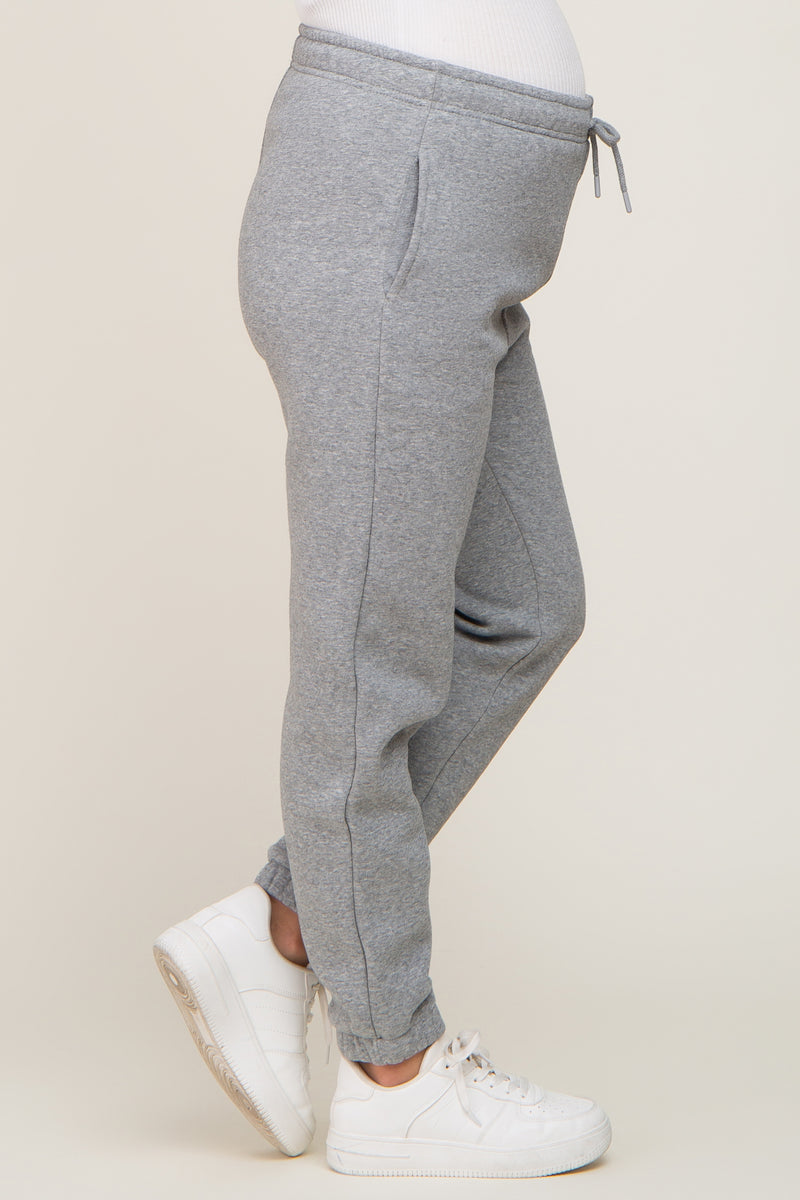 Heather Grey Basic Drawstring Maternity Sweatpants– PinkBlush