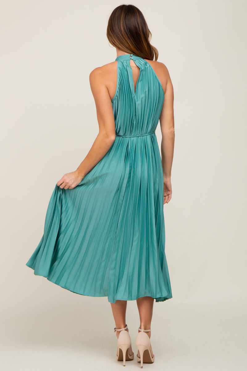 Mint Green Pleated Halter Dress Pinkblush 5081