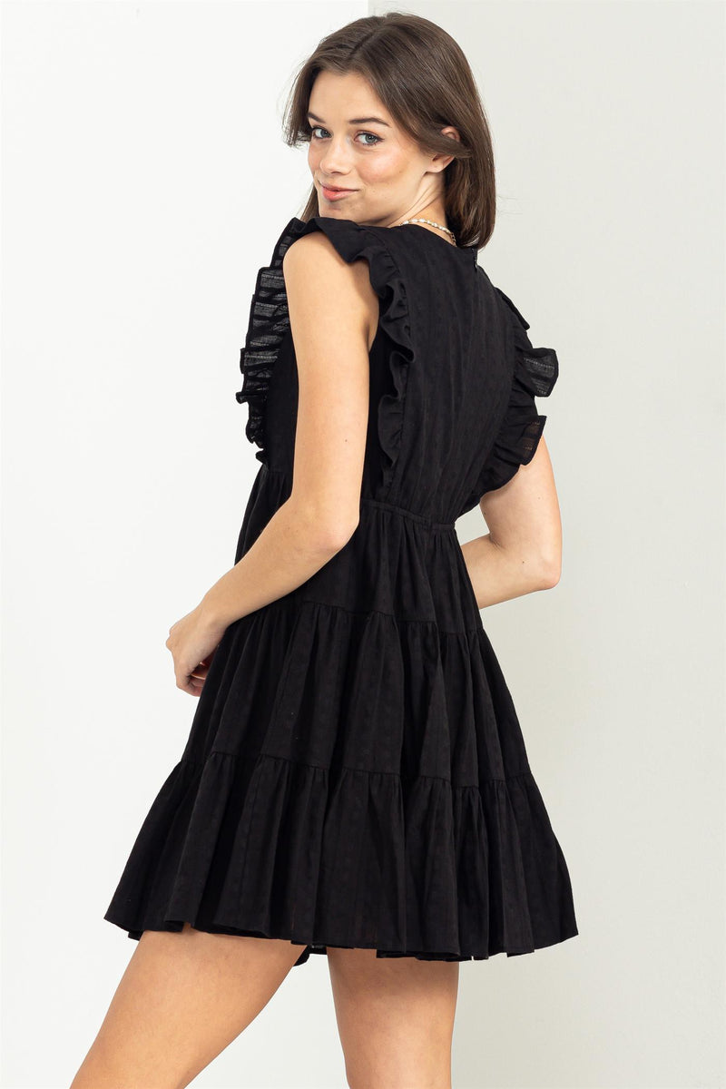 Black Tiered Ruffle Mini Dress – Pinkblush