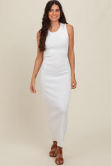 Ivory Back Tie Bodycon Maxi Dress