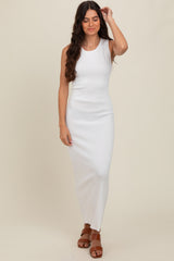 Ivory Back Tie Bodycon Maxi Dress