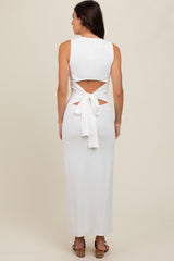 Ivory Back Tie Bodycon Maxi Dress