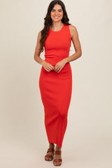 Rust Back Tie Bodycon Maternity Maxi Dress