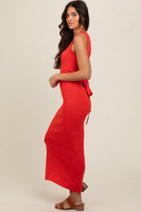 Rust Back Tie Bodycon Maxi Dress