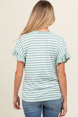 Jade Striped Ruffle Sleeve Maternity Top