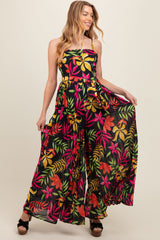 Black Floral Wide Leg Maternity Jumpsuit