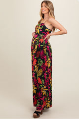 Black Floral Wide Leg Maternity Jumpsuit