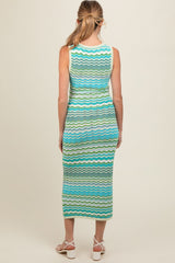 Jade Chevron Round Neck Knit Maternity Dress