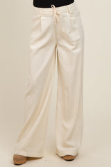 Ivory Drawstring Wide Leg Maternity Pants