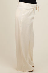 Ivory Drawstring Wide Leg Maternity Pants