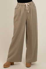 Olive Drawstring Wide Leg Pants