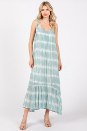 Aqua Tie Dye Tie Strap Midi Dress