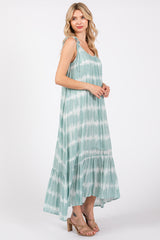 Aqua Tie Dye Tie Strap Midi Dress