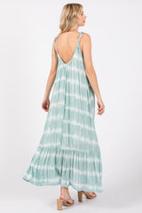 Aqua Tie Dye Tie Strap Midi Dress