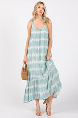 Aqua Tie Dye Tie Strap Midi Dress