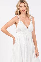 Ivory Floral Eyelet Shoulder Tie Dress