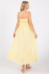 Yellow Eyelet Floral Shoulder Tie Dress