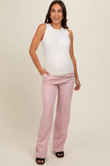 Pink Basic Maternity Dress Pants