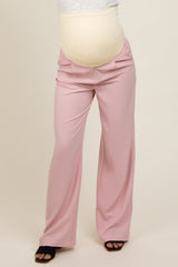 Pink Basic Maternity Dress Pants