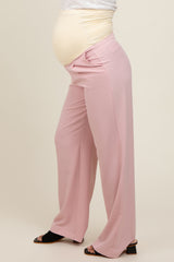 Pink Basic Maternity Dress Pants