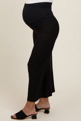 Black Ankle Wide Leg Maternity Trousers