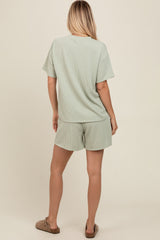 Sage Ribbed Short Sleeve Pajama Set