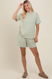 Sage Ribbed Short Sleeve Pajama Set