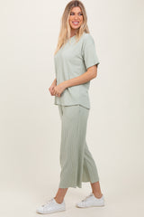 Sage Ribbed Short Sleeve Top Pajama Set