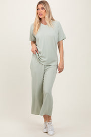 Sage Ribbed Short Sleeve Top Pajama Set