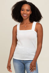 Ivory Ribbed Square Neck Maternity Tank Top