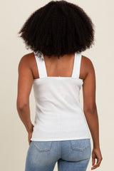 Ivory Ribbed Square Neck Tank Top