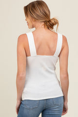 Ivory Ribbed Square Neck Maternity Tank Top