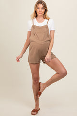 Mocha Front Pocket Maternity Overall Shorts