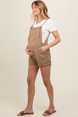 Mocha Front Pocket Maternity Overall Shorts