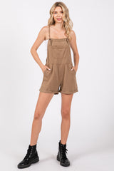 Mocha Front Pocket Overall Shorts