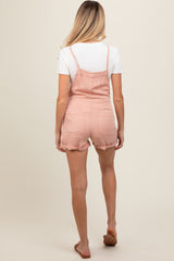 Light Pink Front Pocket Maternity Overall Shorts