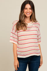 Multi Color Stripe Crochet Sweater Knit Maternity Top