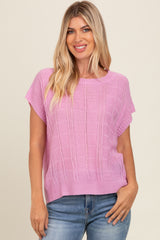 Lavender Knit Short Sleeve Sweater Maternity Top