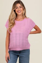 Lavender Knit Short Sleeve Sweater Maternity Top