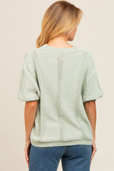 Light Olive Textured V-Neck Short Sleeve Cardigan