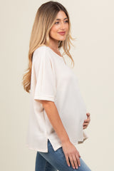 Cream Waffle Knit Dolman Maternity Top