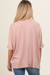 Mauve Waffle Knit Dolman Maternity Top