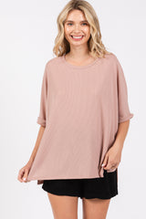 Mauve Waffle Knit Dolman Top